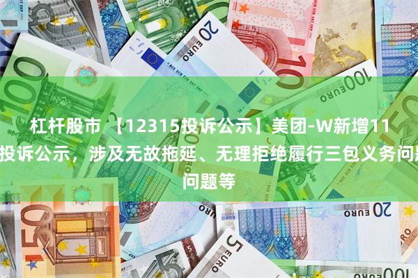 杠杆股市 【12315投诉公示】美团-W新增111件投诉公示，涉及无故拖延、无理拒绝履行三包义务问题等